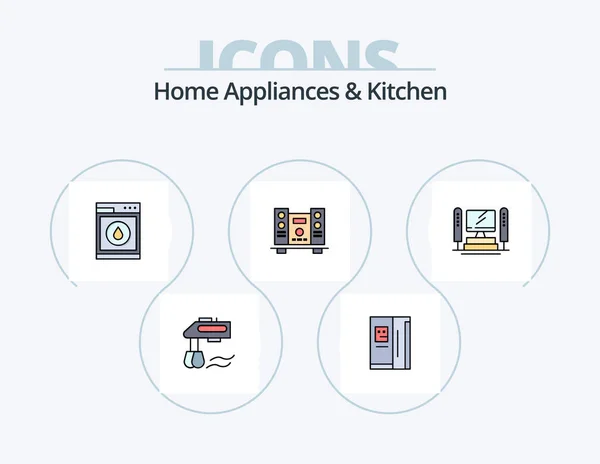 Home Appliances Kitchen Line Filled Icon Pack Icon Design Kitchen — Stockvector