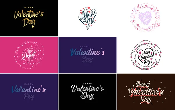 Шаблон Поздравительных Открыток День Святого Валентина Романтической Темой Красно Розовой — стоковый вектор