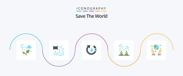 World Flat Icon Pack Including Life Growth Water Environment Nature — Stok Vektör