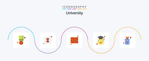 University Flat Icon Pack Including Student Document School Owl — Vettoriale Stock