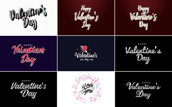 Happy Valentine Day Hand Drawn Lettering Vector Illustration Suitable Use — Stok Vektör