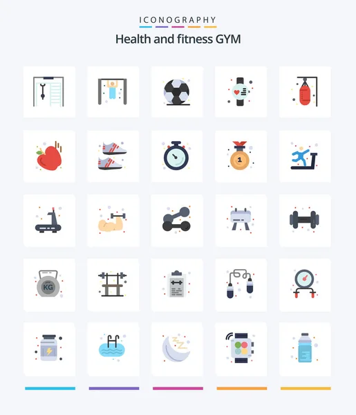 Creative Gym Flat Icon Pack Clothing Food Watch Gym Sand — Stock vektor