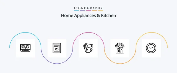 Home Appliances Kitchen Line Icon Pack Including Kitchen Plug Microwave — стоковый вектор