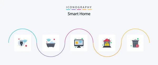 Smart Home Flat Icon Pack Including Error Alert Tub Smart — Stok Vektör