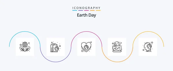 Earth Day Line Icon Pack Including Human Brain Earth Earth — Stockový vektor