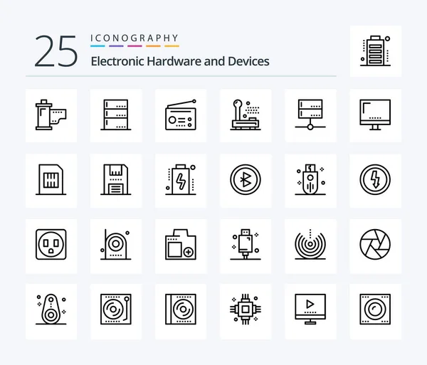 Devices Line Icon Pack Including Hardware Electronic Server Electric Technology — Vector de stock