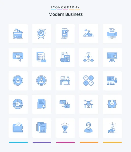Creative Modern Business Blue Icon Pack Mobile Live Chat Aim — Vector de stock