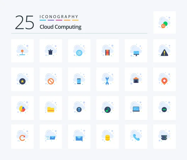 Cloud Computing Flat Color Icon Pack Including Computing Cloud Storage — 图库矢量图片