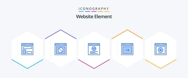 Website Element Blue Icon Pack Including Play Right Web Browser — Image vectorielle