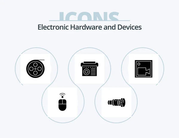Devices Glyph Icon Pack Icon Design Cam Music Media Equipment — Vetor de Stock