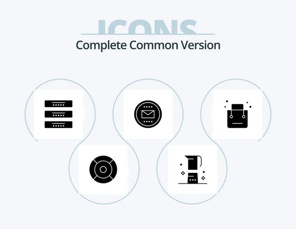 Complete Common Version Glyph Icon Pack Icon Design Envelope Basic — Stok Vektör