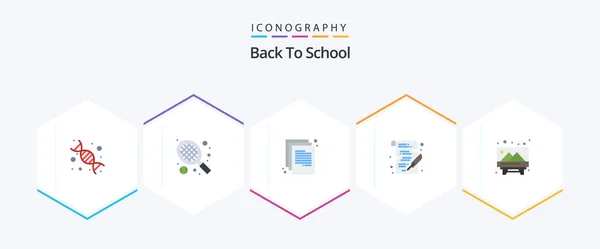 Back School Flat Icon Pack Including Image Write Back School — Stok Vektör