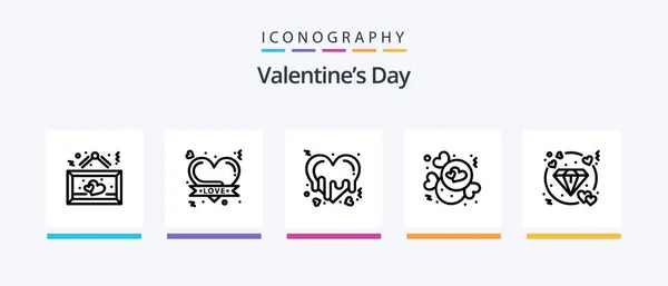 Valentines Day Line Icon Pack Including Love Cycling Love Couple — Stock Vector