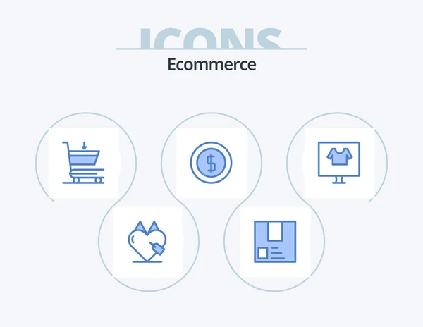 Ecommerce Blue Icon Pack Icon Design Commerce Money Shipment Ecommerce — Stok Vektör