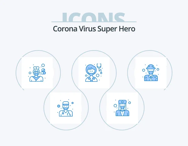 Corona Virus Super Hero Blue Icon Pack Icon Design Woman — Wektor stockowy