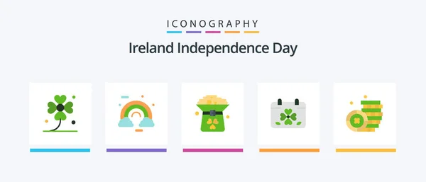 Ireland Independence Day Flat Icon Pack Including Day Calendar Ireland — Stock Vector