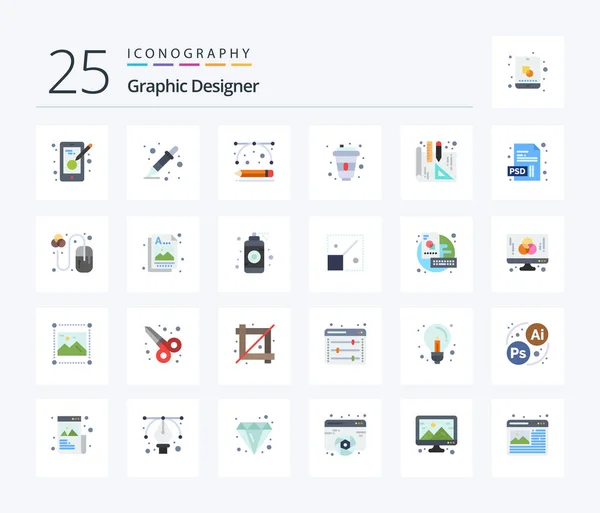 Graphic Designer Flat Color Icon Pack Including Interior Design Designer – Stock-vektor