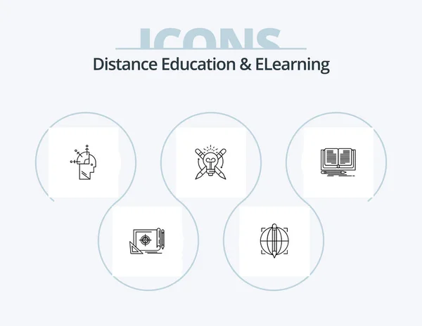 Distance Education Elearning Line Icon Pack Icon Design Art Man — Stockový vektor