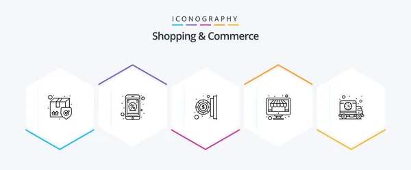Shopping Commerce Line Icon Pack Including Time Delivery Insert Shopping — Wektor stockowy
