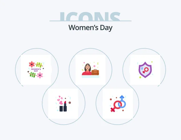 Womens Day Flat Icon Pack Icon Design Law Feminism Organization — Stockvector