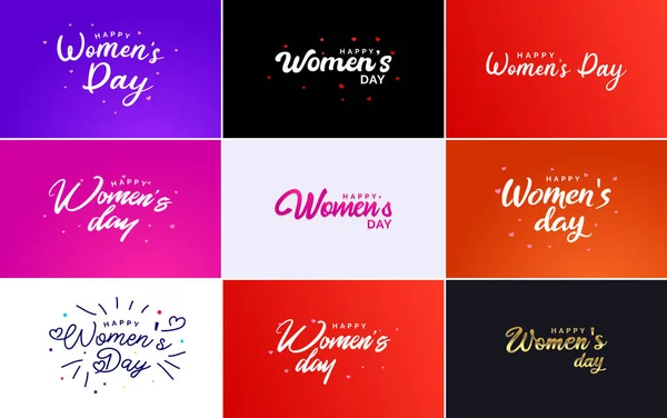 Набор Открыток Логотипом Международного Женского Дня — стоковый вектор