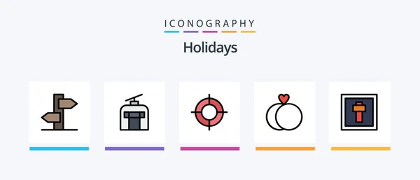 Holidays Line Filled Icon Pack Including Holiday Drum Christmas Christmas — Vetor de Stock