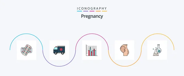 Pregnancy Line Filled Flat Icon Pack Including Baby Pregnancy Help — Archivo Imágenes Vectoriales