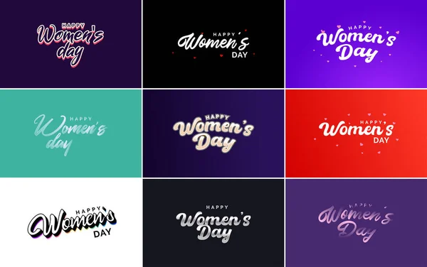 Pink Happy Women Day Typographical Design Elements Use International Women — 图库矢量图片