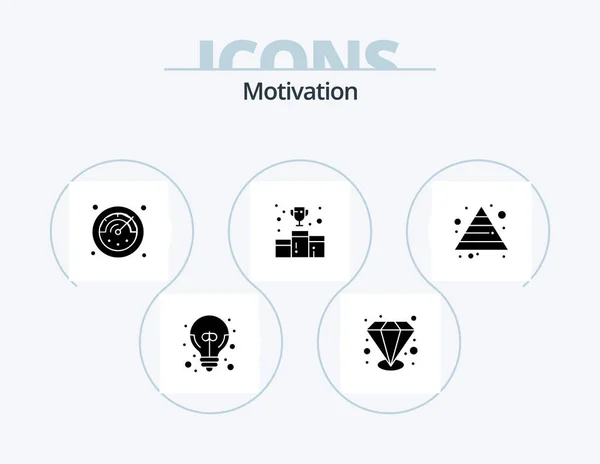 Motivation Glyph Icon Pack Icon Design Pyramid Career Stopwatch Number — Stockový vektor