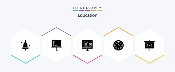 Education Glyph Icon Pack Including Blackboard Time Education School — 图库矢量图片