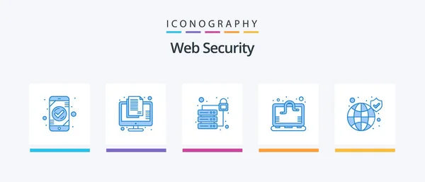 Web Security Blue Icon Pack Including Global Computer Worm Information — Stockvector