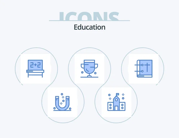 Education Blue Icon Pack Icon Design Trophy Cup Preparatory Award — Stockový vektor