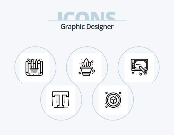 Graphic Designer Line Icon Pack Icon Design Painting Creative Gardening — Wektor stockowy