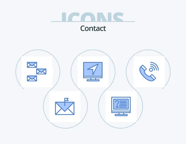 Contact Blue Icon Pack Icon Design Email Communication Info Envelope — Wektor stockowy