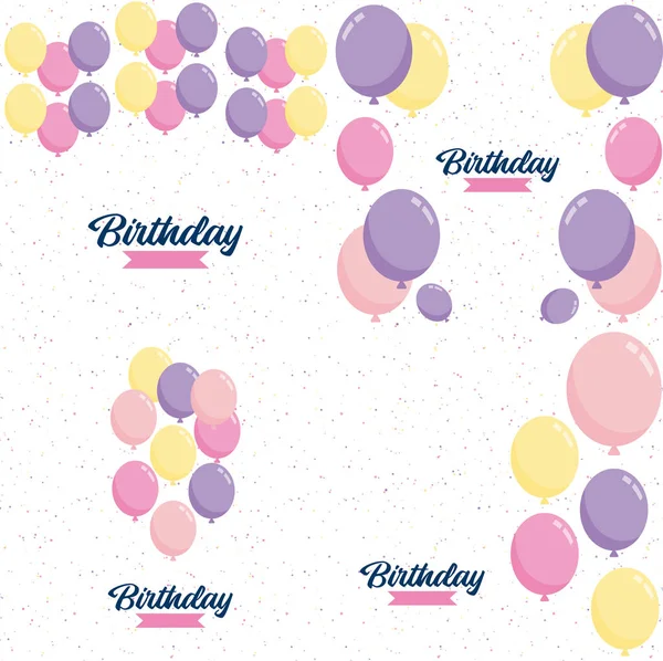 Happy Birthday Text Floral Wreath Watercolor Background — Image vectorielle