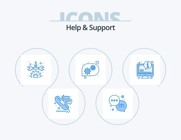 Help Support Blue Icon Pack Icon Design Information Faq Gear — Archivo Imágenes Vectoriales