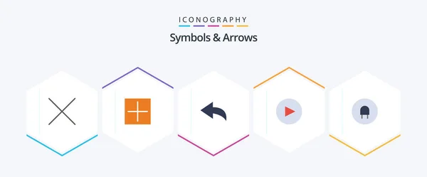 Symbols Arrows Flat Icon Pack Including Circle Plug — Archivo Imágenes Vectoriales