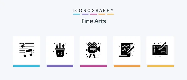 Fine Arts Glyph Icon Pack Including File Arts Craft Art — Stock Vector