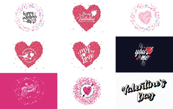 Happy Valentine Day Greeting Card Template Romantic Theme Red Pink — Vetor de Stock