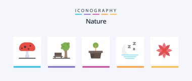 Nature Flat 5 Icon Pack Including clematis. amaryllis. plant. night. forecast. Creative Icons Design