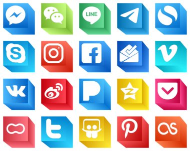 20 3D Icons of Major Social Media Platforms such as facebook and instagram icons. Creative and high-resolution