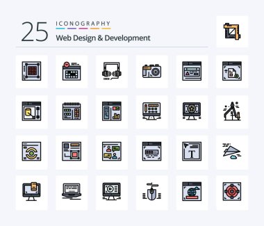Web Design And Development 25 Line Filled icon pack including web. photo. day. design. web