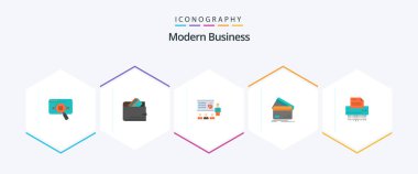 Modern Business 25 Flat icon pack including marketing. business. cash. analytics. money