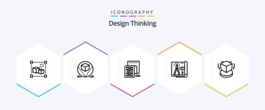 Design Thinking 25 Line icon pack including paper. document. deliver. design. message