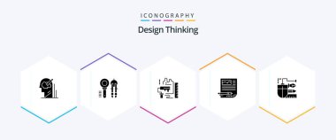 Design Thinking 25 Glyph icon pack including article. scale. tool. brush. paint