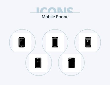 Mobile Phone Glyph Icon Pack 5 Icon Design. . . back. power bank. mobile