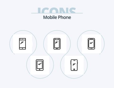 Mobile Phone Line Icon Pack 5 Icon Design. .