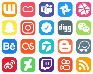 All in One Social Media Icon Set 20 icons such as lastfm. messenger. snapchat. wechat and twitter verified badge icons. Gradient Icon Pack