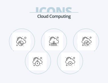 Cloud Computing Line Icon Pack 5 Icon Design. info. download. print. cloud