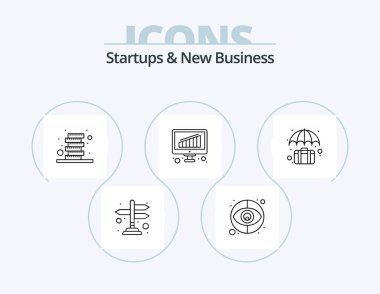 Startups And New Business Line Icon Pack 5 Icon Design. . case. bulb. business. strategy